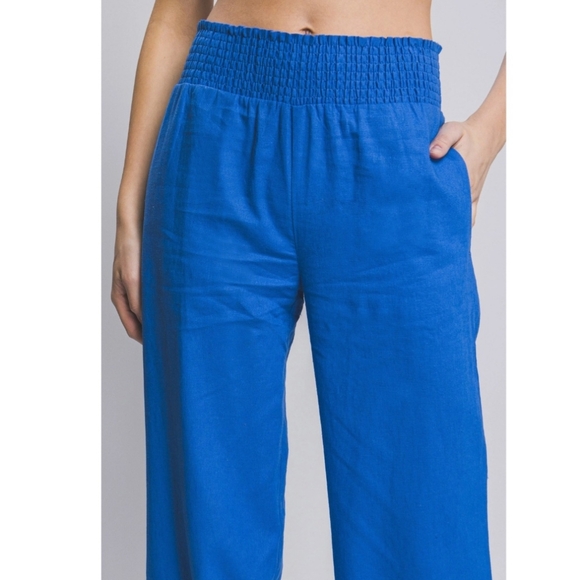 #384 SALE 🛑S,M,L Linen Pants with Smocked Waist - Picture 9 of 12